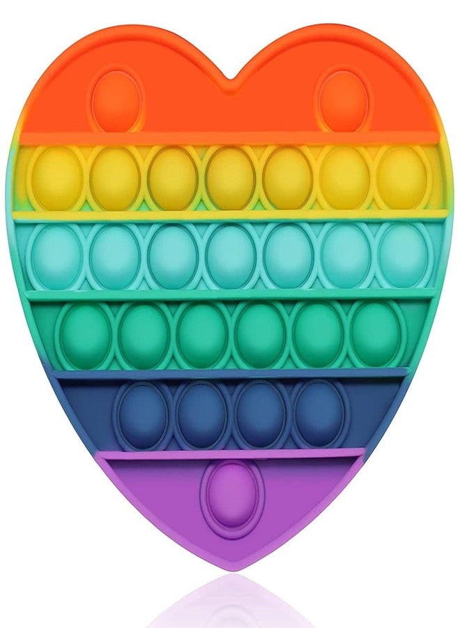 DealFry Push Pop Bubble Sensory Fidget Toy Set,Pop It Autism Special Needs Silicone Stress Relief Toy Popper Educational Toys for Family and Friends Rainbow Motor Kids (Heart) - Image 3